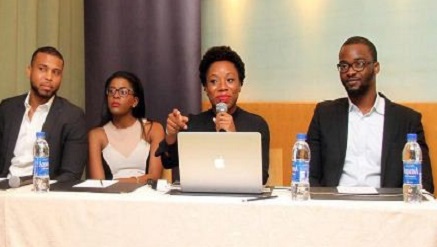 Ebi Atawodi, general manager, Uber West Africa and other Uber West Africa team members during press briefing in Lagos.